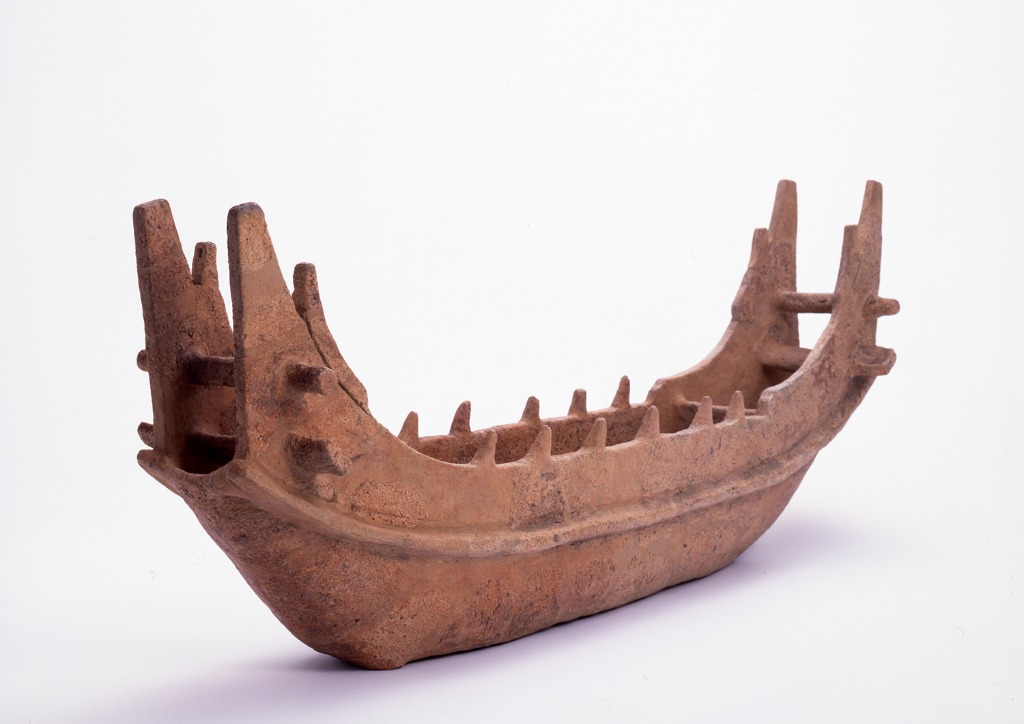 a boat-shaped haniwa from the Saitobaru Burial Mounds