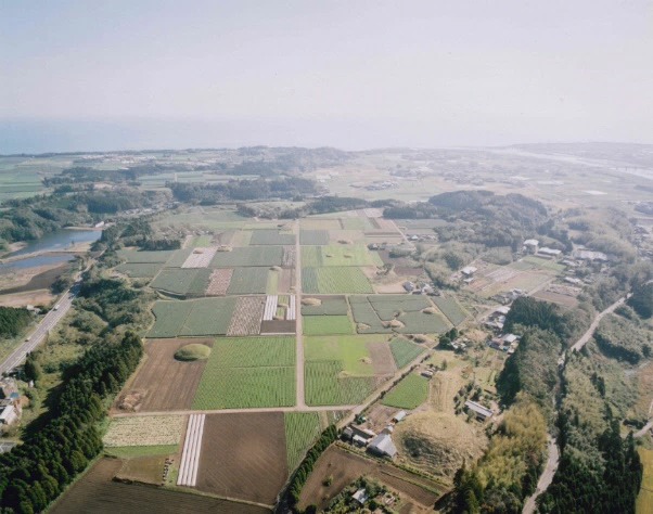 上空から見える持田古墳群の写真